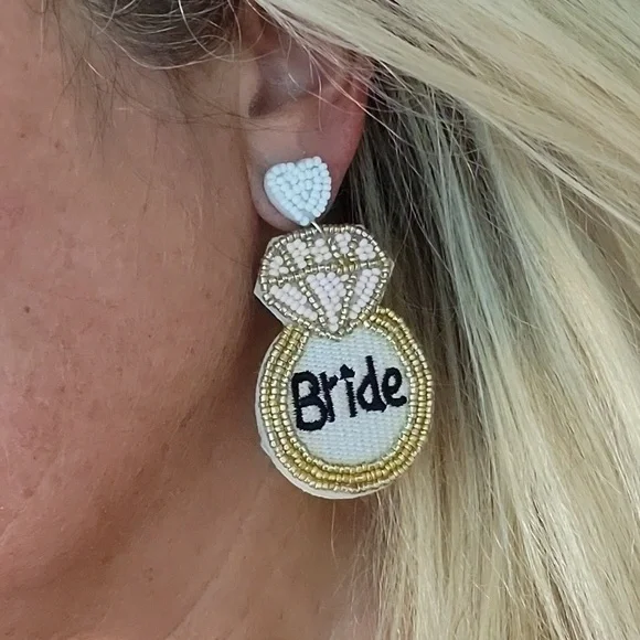 Bridal Rice Bead Earrings - Picture 4 of 10
